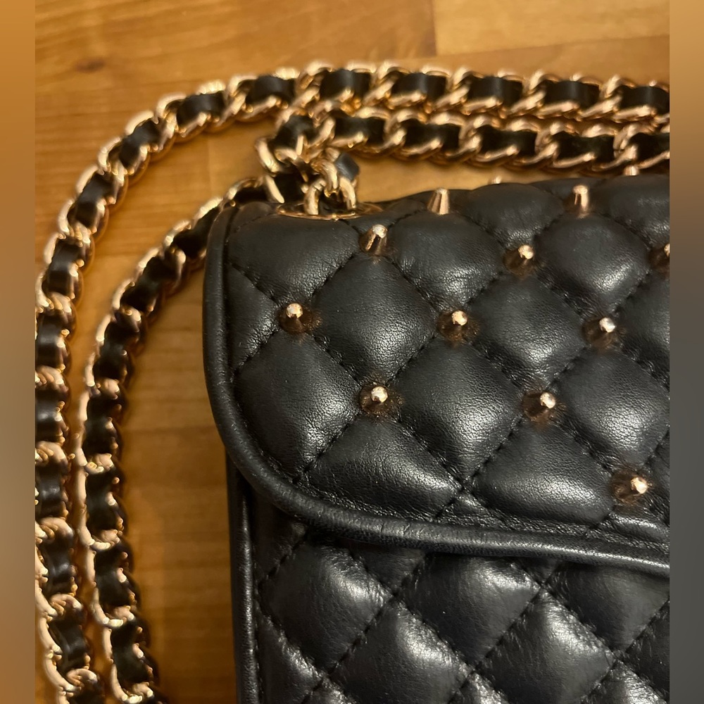 Rebecca Minkoff-Mini Quilted Black W/
Studded Rose Gold- UsedExcellent Condition - Picture 3 of 5